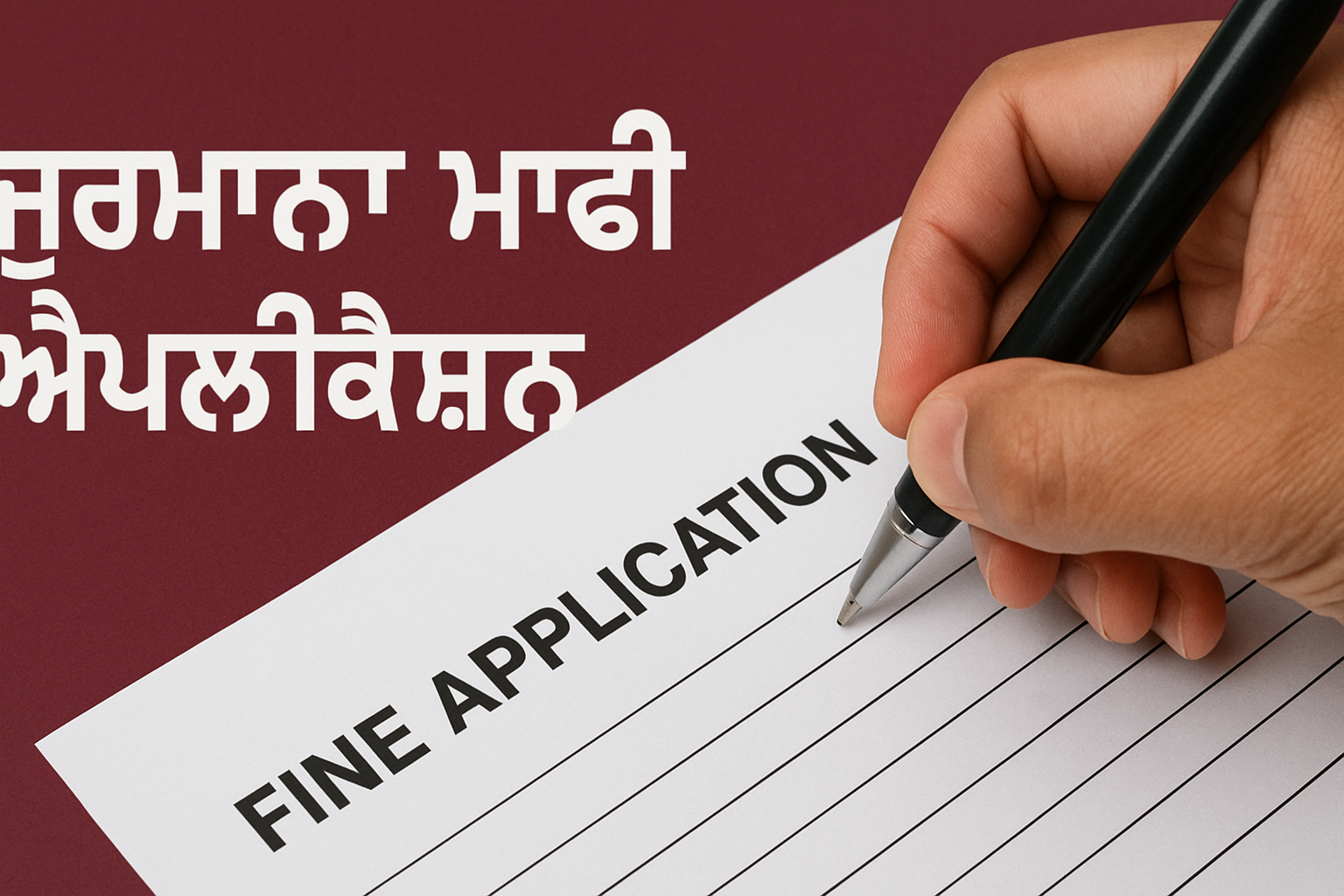 ਮੁੱਖ ਅਧਿਆਪਕ ਜੀ ਨੂੰ ਜੁਰਮਾਨਾ ਮੁਆਫ਼ੀ ਲਈ ਬਿਨੈ ਪੱਤਰ Jurmana Mafi Application in Punjabi